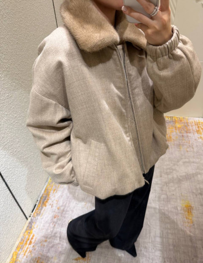 Loro Piana пуховик из кашемира с мехом норки