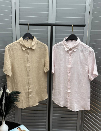 Льняная рубашка Zegna бежевая, 1551487017