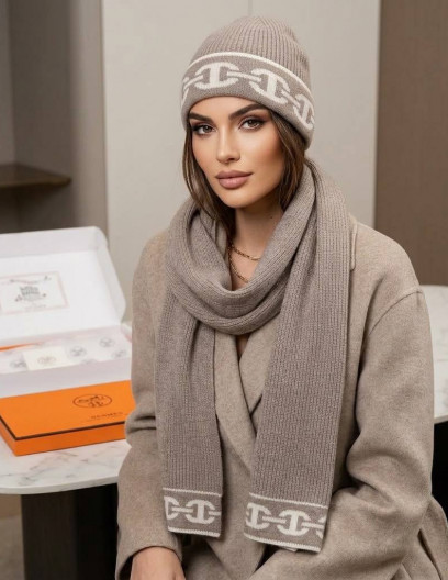 Комплект Hermes шапка и шарф