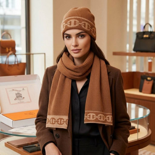 Комплект Hermes шапка и шарф