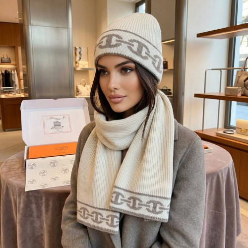Комплект Hermes шапка и шарф