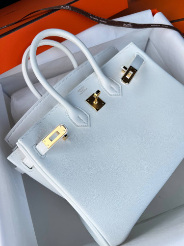 Сумка Hermes Birkin 30 см синяя, белая
