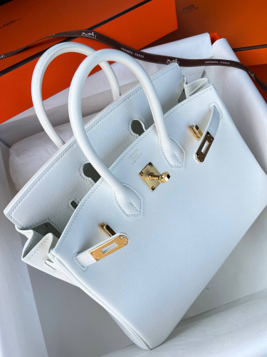 Сумка Hermes Birkin 30 см синяя, белая