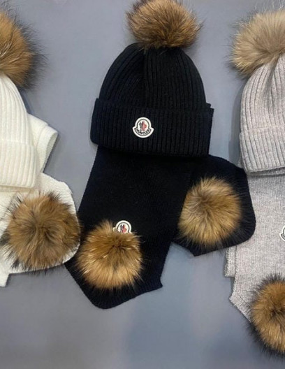 Комплект Moncler (шапка + шарф), 466640224