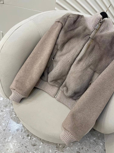 Brunello Cucinelli бомбер из кашемира с мехом норки