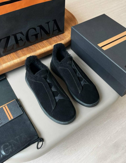 Замшевые слипоны Zegna, 1609403441
