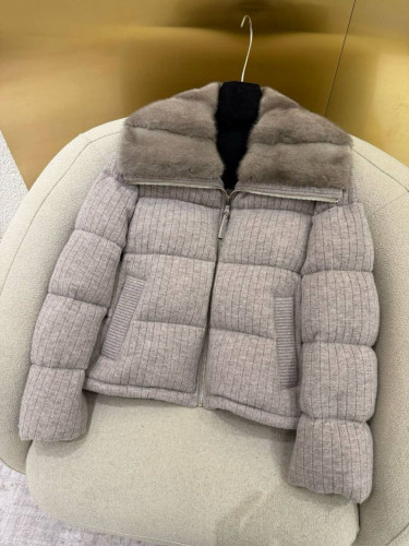 Brunello Cucinelli пуховик с натуральным мехом норки и кашемиром