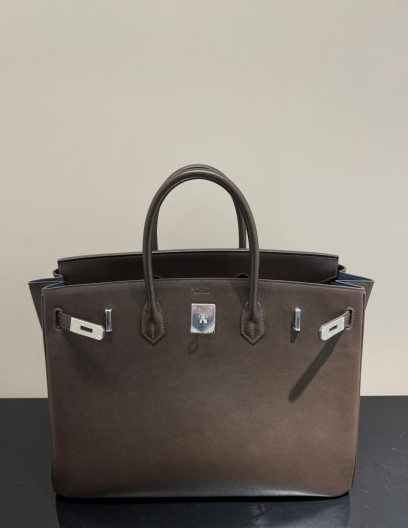 Сумка Hermès Birkin 40 см Barenia шоколадного цвета премиум качества