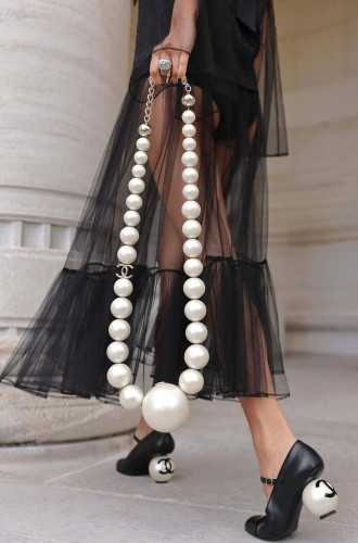 Туфли Chanel женские черные премиум с креативным каблуком