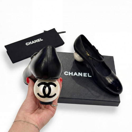 Туфли Chanel женские черные премиум с креативным каблуком